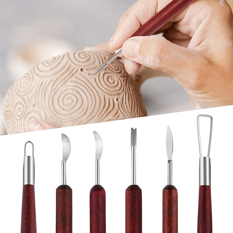 6PCS Sculpting Pottery Clay To - Wood Chisel Set 评论和价格
