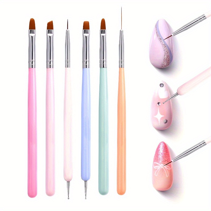 6pcs Nails Art Brushes Set Man - Wood Chisel Set 评论和价格